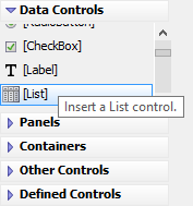 Insert a new List Control